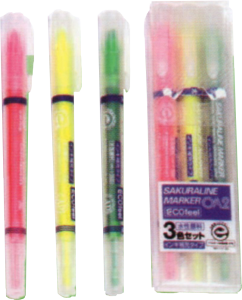 マーカーペン（3本組） ピンク・黄色・緑